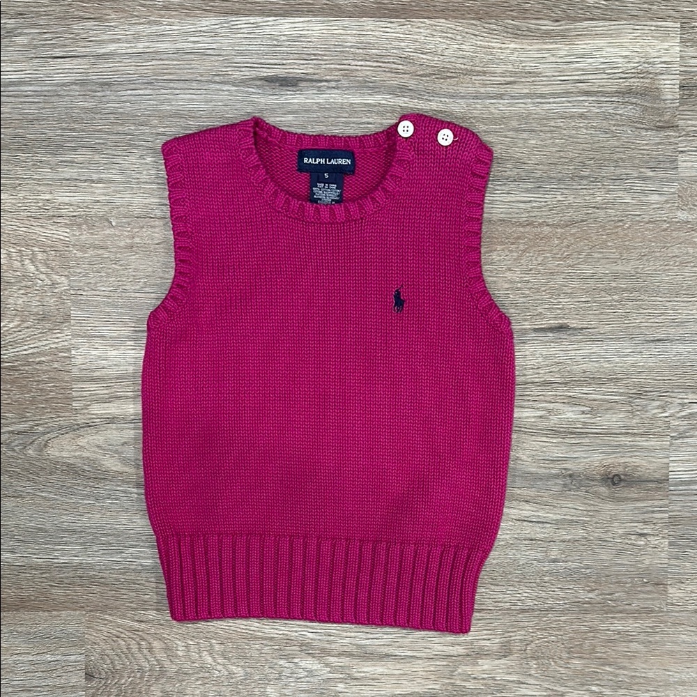 Ralph Lauren Pink Knit Sweater Vest